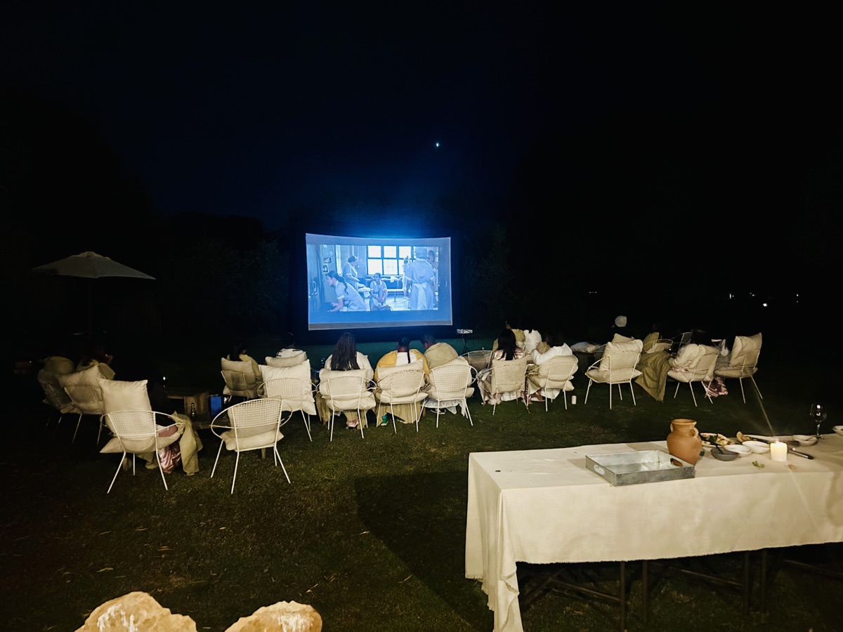 Elegant outdoor cinema setup