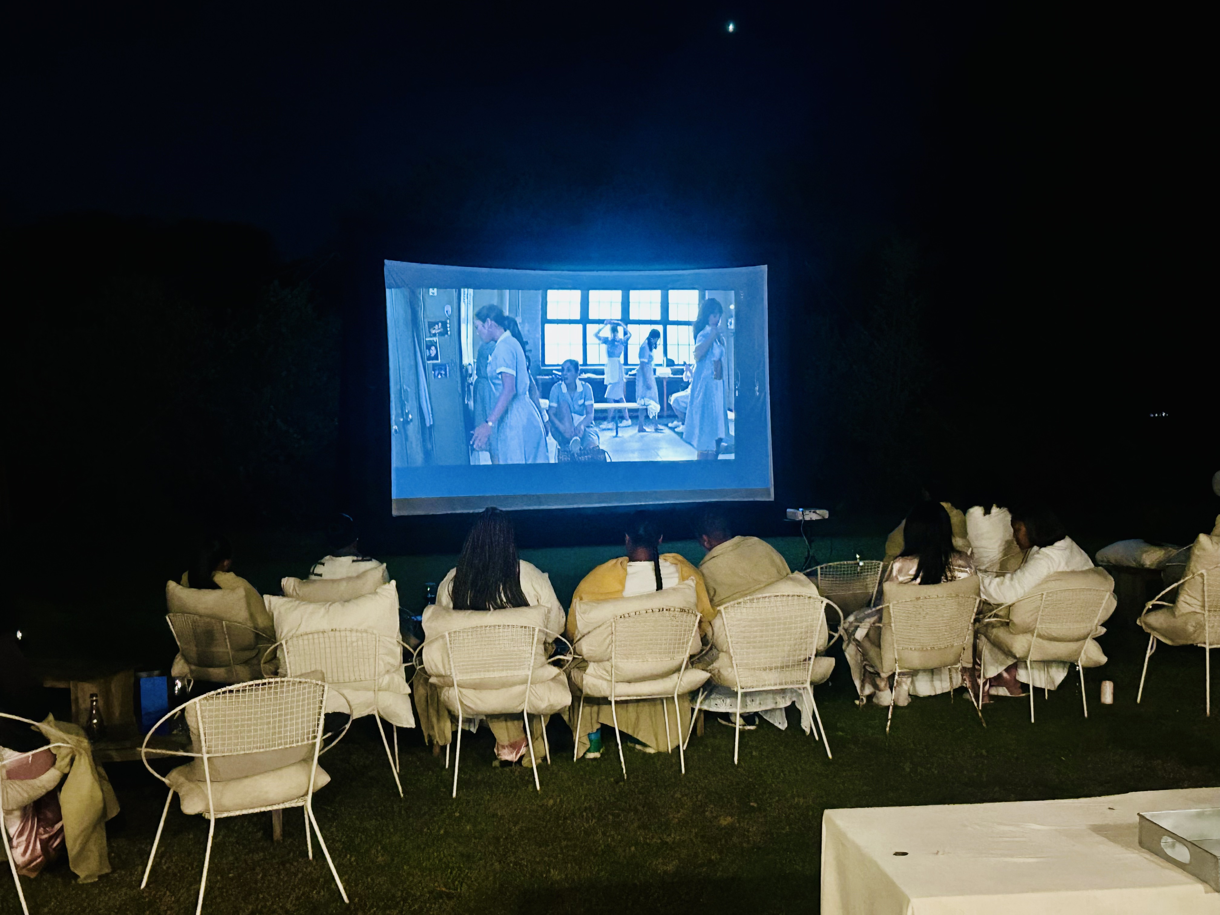 Corporate outdoor screening setup