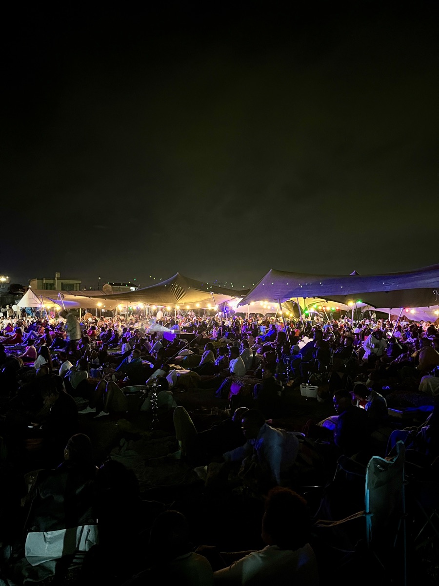 Night crowd at OMN event