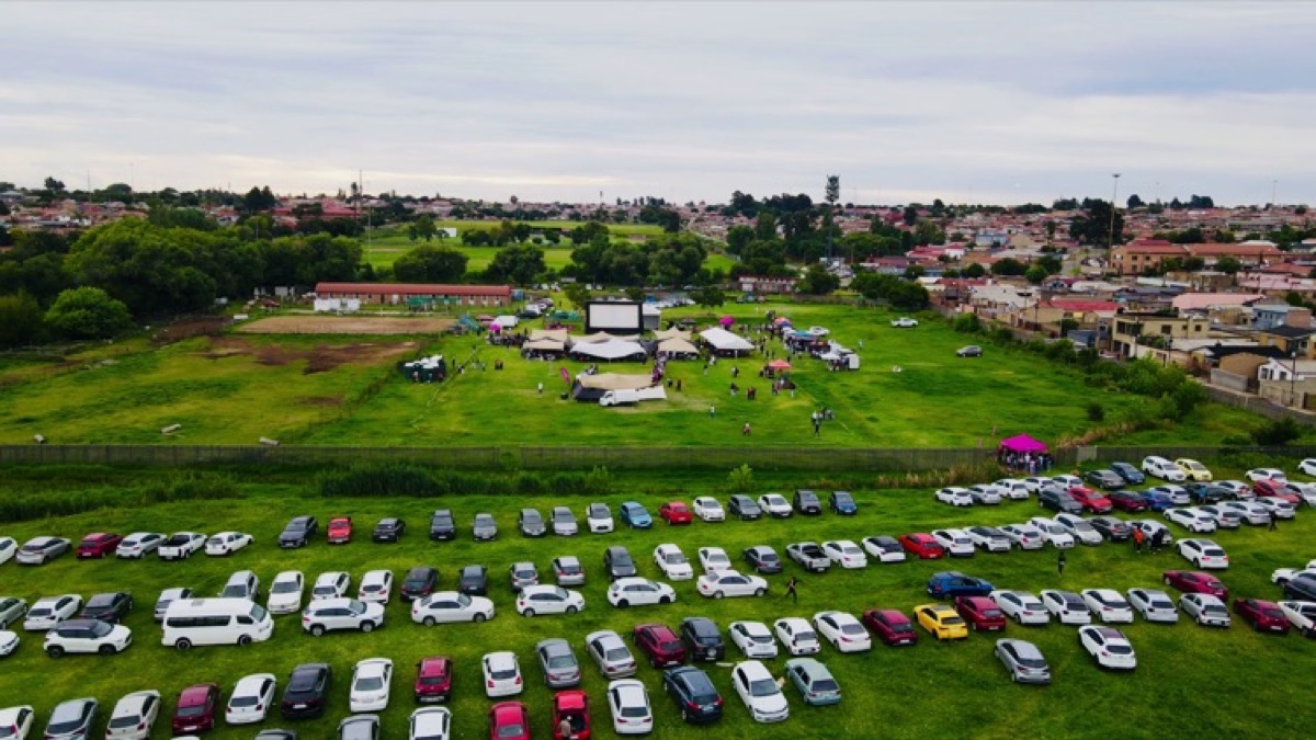 Aerial view of Outdoor Movie Night event